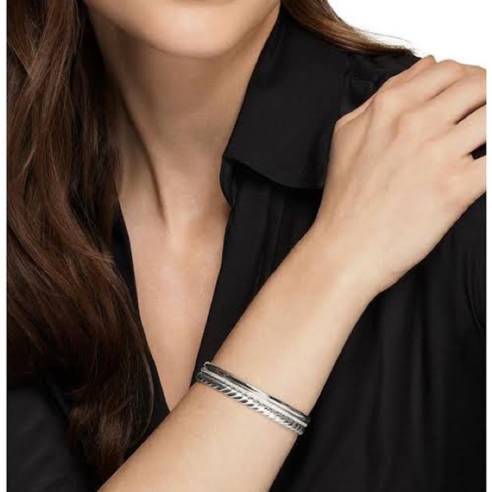 Twisted Silver Open Cuff Bracelet - Polished Silver